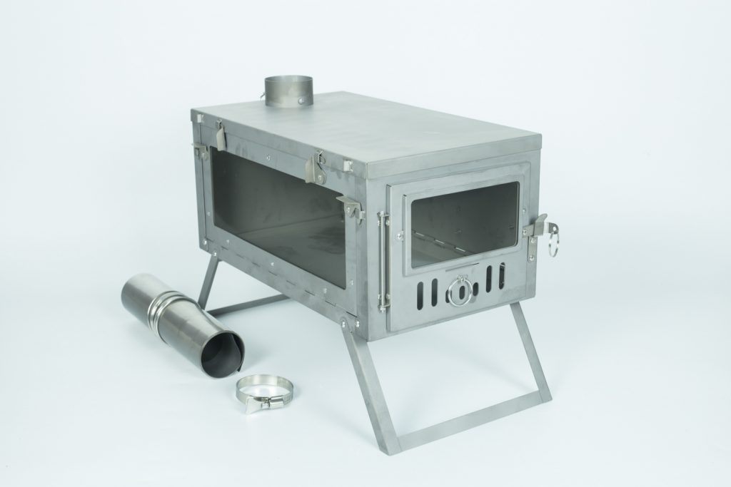 Pomoly T1 Stove PERSPECTIVE Titanium Wood Stove with glass windows